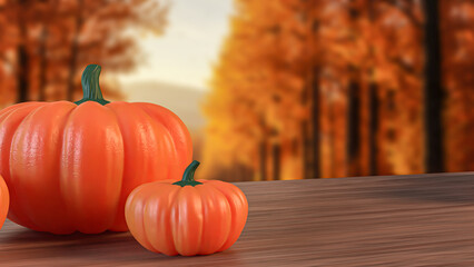 The Pumpkin for food or Holiday concept 3d Rendering.