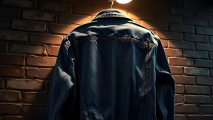 Denim jacket with bold urban fashion look.