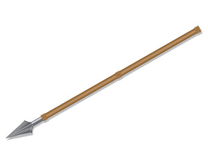 Vector illustration design of a sharp spear stick made of wood with a spearhead made of steel