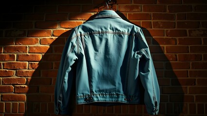 Denim jacket with bold urban fashion look.