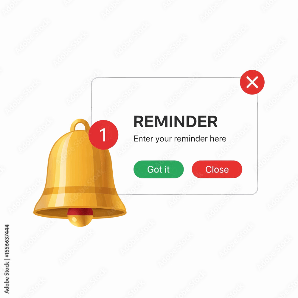 Aufkleber this high-quality vector graphic features a reminder pop-up window with text and buttons next to a g