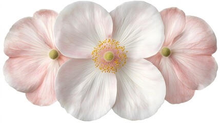 Fototapeta premium Three Delicate Pink Flowers Blossom Closeup