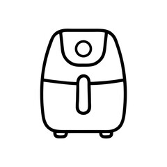 Modern air fryer appliance in minimalist design outline style, icon, vector  