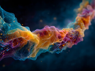 Colorful Abstract Wave of Lights and Particles in a Cosmic Background
