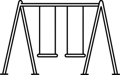 Empty Playground Swings: A simple line drawing of an empty playground swing set, evoking feelings of childhood, carefree fun, and potential. 