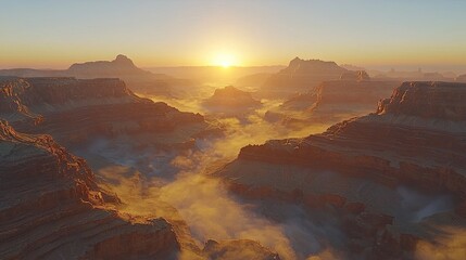 Naklejka premium A majestic canyon landscape at sunrise.