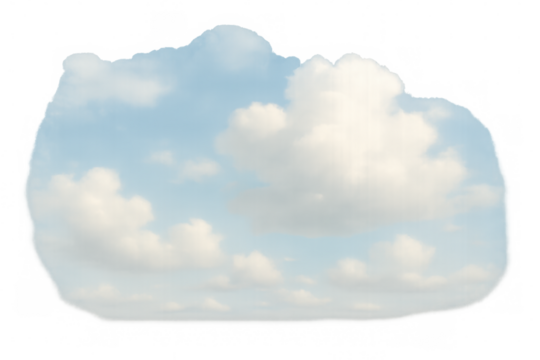 Fluffy white clouds drift across a serene blue sky, creating a tranquil and dreamy atmosphere, perfect for adding a touch of nature to any design project - Powered by Adobe