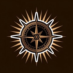 Lead Yourself First—compass and mirror combo graphic, with thick white sticker-style outline around the design, solid black background, high contrast, centered composition