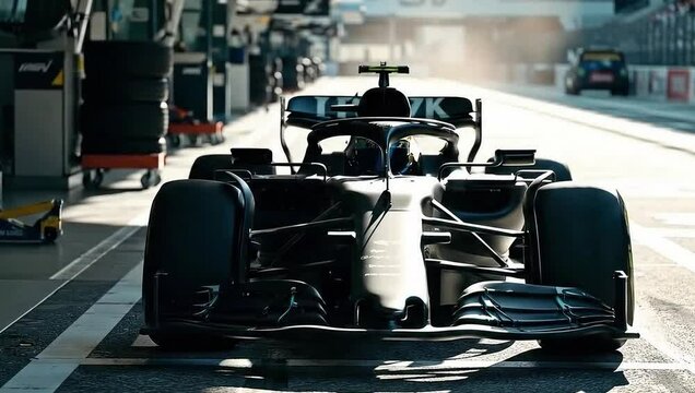 Formula one racing car front view at the pit lane for speed and performance motorsport racing event