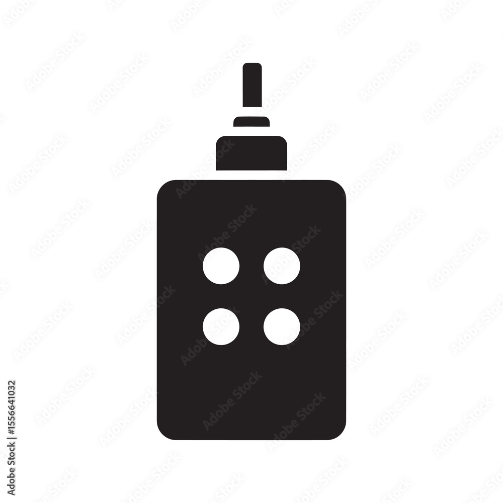 Poster solid glyph vector icon of a portable walkie talkie device for two way radio communication represent