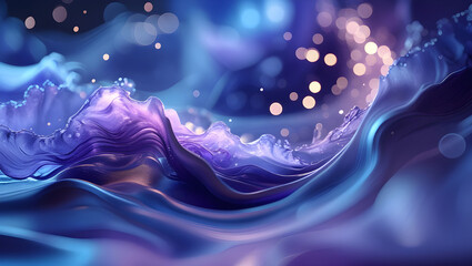 Dreamy Violet and Blue Abstract Silk Flow, Generative Ai