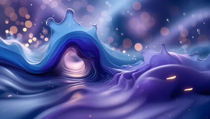 Dreamy Violet and Blue Abstract Silk Flow, Generative Ai