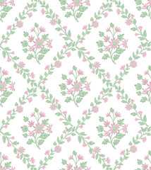 Boho Floral repeat pattern, Block print , Flower damask, floral vector file, ogee pattern, global print, seamless floral