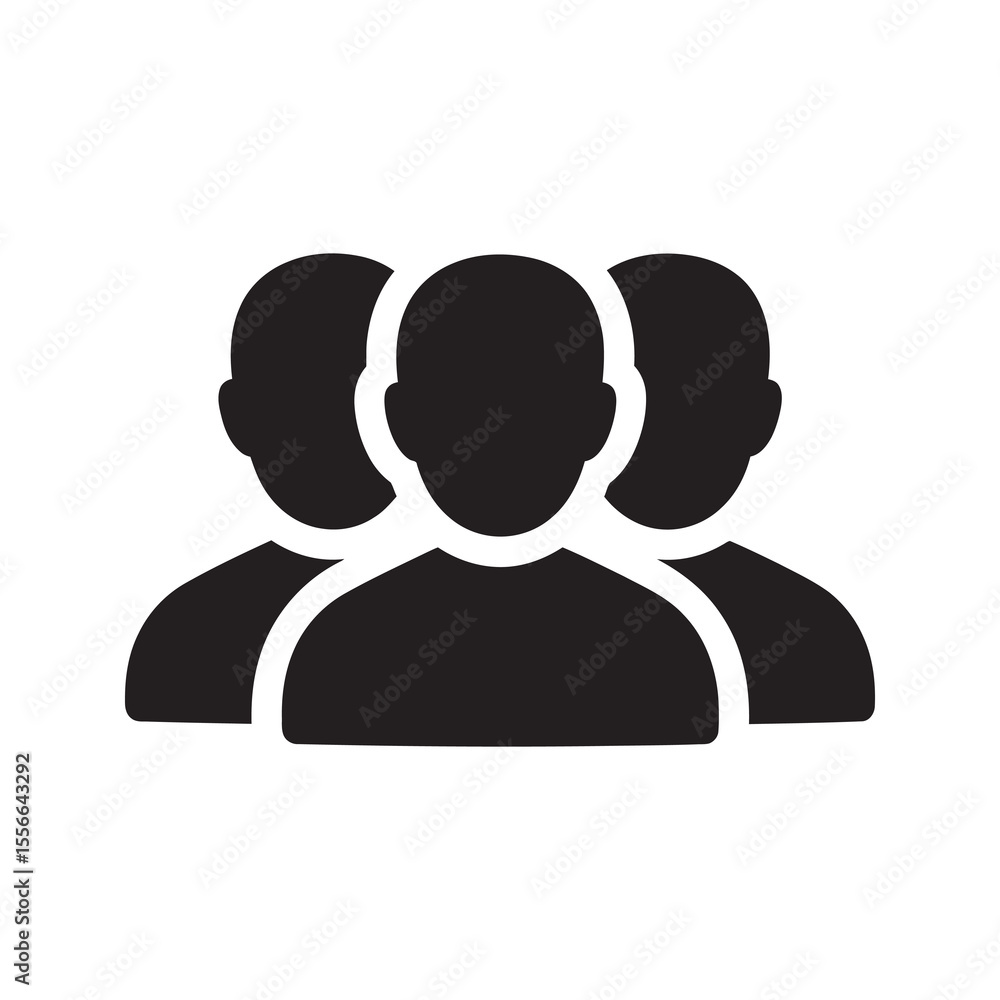 Poster solid glyph icon of group representing teamwork community and social connection user profile for bus