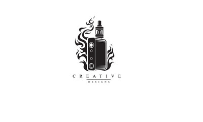 Vaping device logo illustration black vector white background