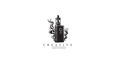 Vaping device logo illustration black vector white background