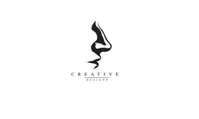 Human nose logo illustration black vector white background 