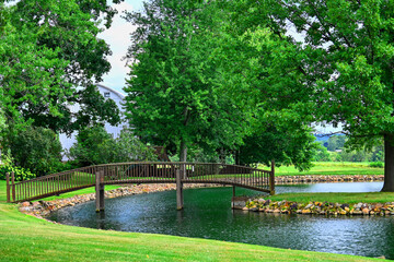 Bridge on the lake, picture taken along the road in Ohio
