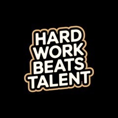 Hard Work Beats Talent—boxing gloves hitting “talent” label, with thick white sticker-style outline around the design, solid black background, high contrast, centered composition