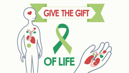 Give the Gift of Life: Organ Donation Awareness, Medical Health, and Transplantation Concept Illustration