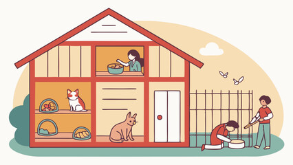 Plakat Family caring for pets in a cozy home environment.