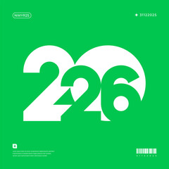 A vibrant and modern design showcasing the year 2026 in a dynamic color combinations
