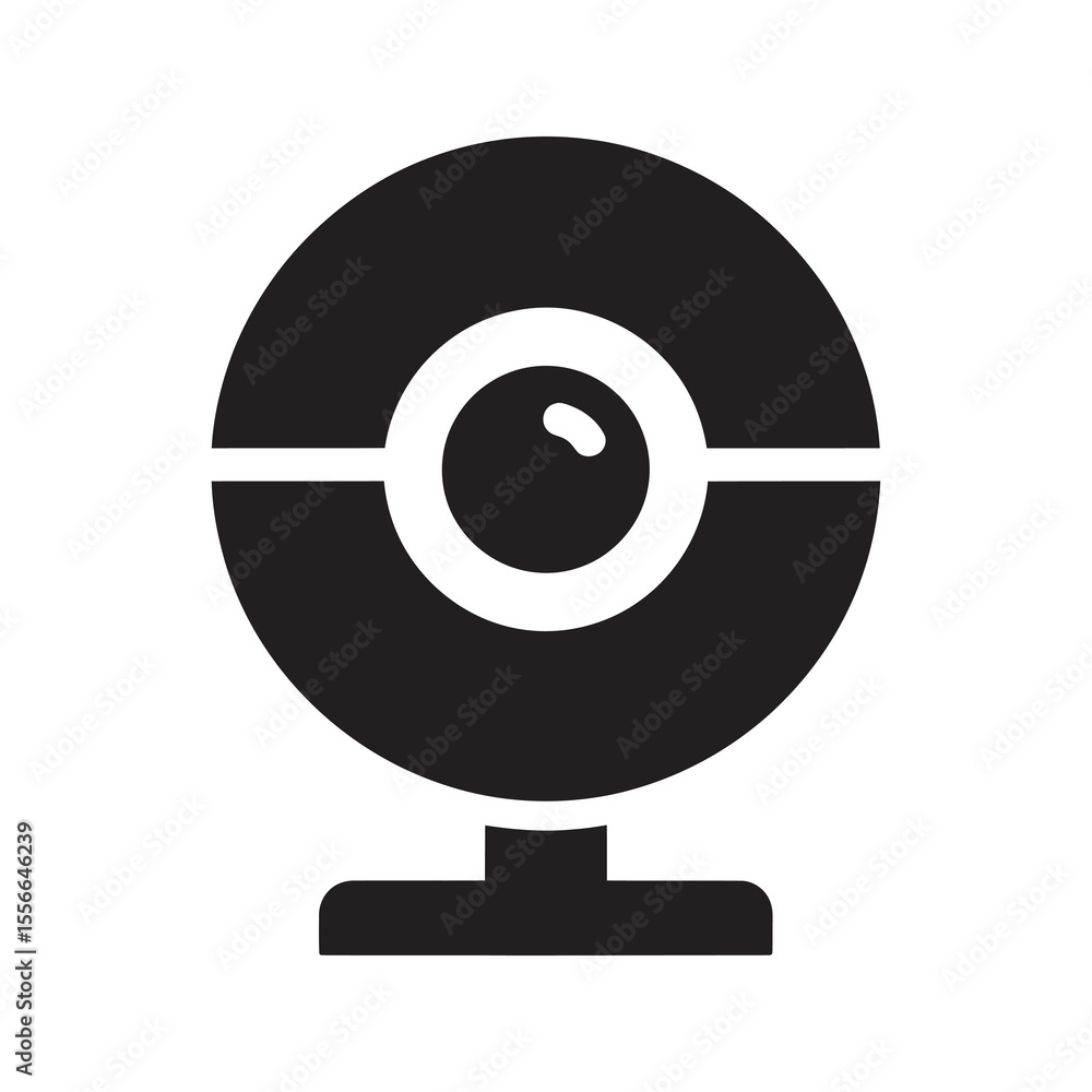 Poster webcam solid glyph icon for video communication and online streaming digital camera for computer and