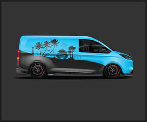 Customizable Van Wrap Design with Tropical Theme Light
