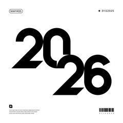 A vibrant and modern design showcasing the year 2026 in a dynamic color combinations