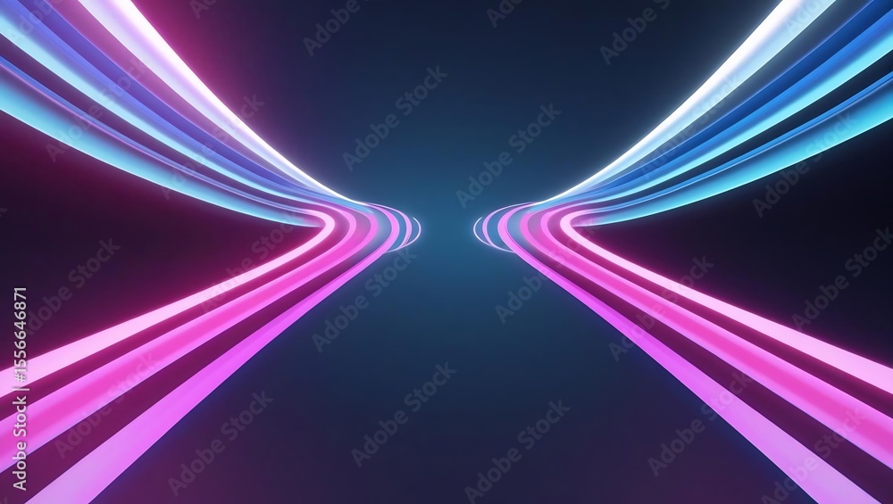 Poster data flow lines in digital space: vibrant and dynamic, this image showcases streams of neon-colored 