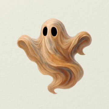 Whimsical wooden ghost sculpture animation isolated asset, transparent 4K video, alpha channel, ProRes 4444