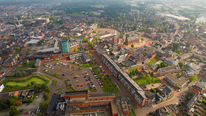 Aerial view of the old town of the city Winschoten in the Netherlands on a sunny day in summer	