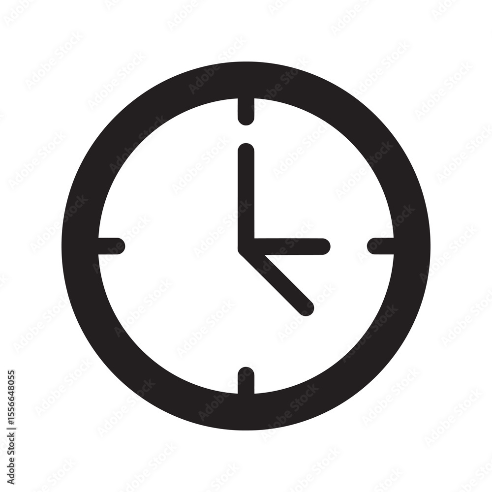 Poster clock with check mark solid glyph icon for approved time and task completion project deadline and sc