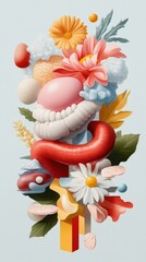 Obraz premium Whimsical Floral Food Still Life