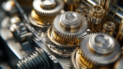 A detailed close-up of the complex gears, levers, and mechanical components within an industrial machine, which power the creation and production of each product.