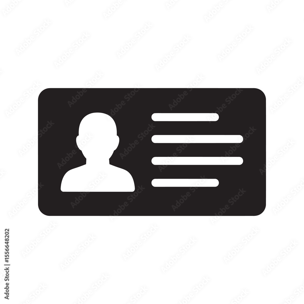 Poster id card solid glyph icon for identification and security personal identity badge for employee access
