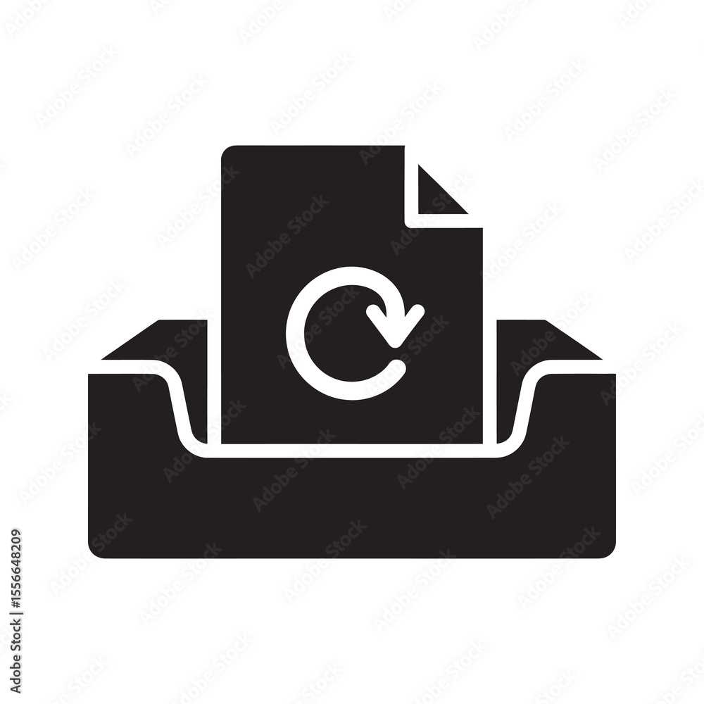 Poster document shredder solid glyph icon for data security and confidential paper disposal office machine 