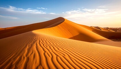 Golden desert dune landscape at sunrise