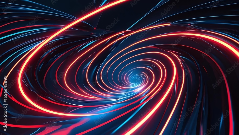 Aufkleber vortex of innovation: an abstract depiction of a swirling vortex of vibrant red and blue light, symb