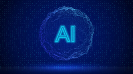 Ai Sphere Background. Abstract  3d Tech Bg For Artificial Intelligence And Big Data Concept. Internet Globe With Cyber Motion And Geometric Design. Blue And Purple Ai Sphere Background.