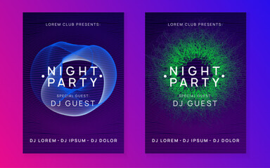 Techno Background. Blue Dj Set. Fest Magazine. Nightclub Audio Invitation. Discotheque Electro Element. Concert Vector. Pink Music Design. Green Techno Background