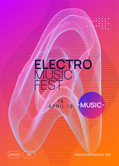 Techno Flyer. Blue Fest Set. Trance Cover. Dance Design. Pink Party Banner. Nightclub Audio Invitation. Music Concert Template. Violet Techno Flyer