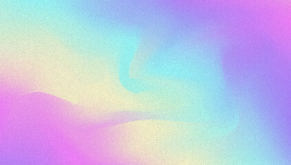 Noise Gradient Background. Abstract Grainy Bg In Pink, Purple And Blue Colors. Iridescent Hologram. Pearlescent Holographic Texture With Rainbow Foil. Dust Overlay On Aesthetic Summer Wall