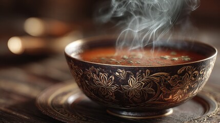 Bowl of soup with steam rising from it. isolated-3d-background