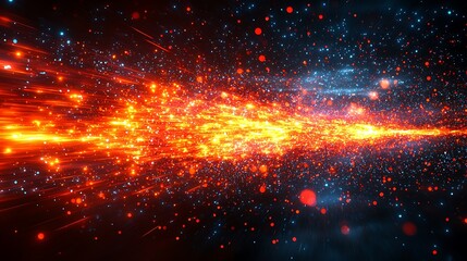 Fototapeta premium Sparkling Light Streaks with Colorful Particle Explosion