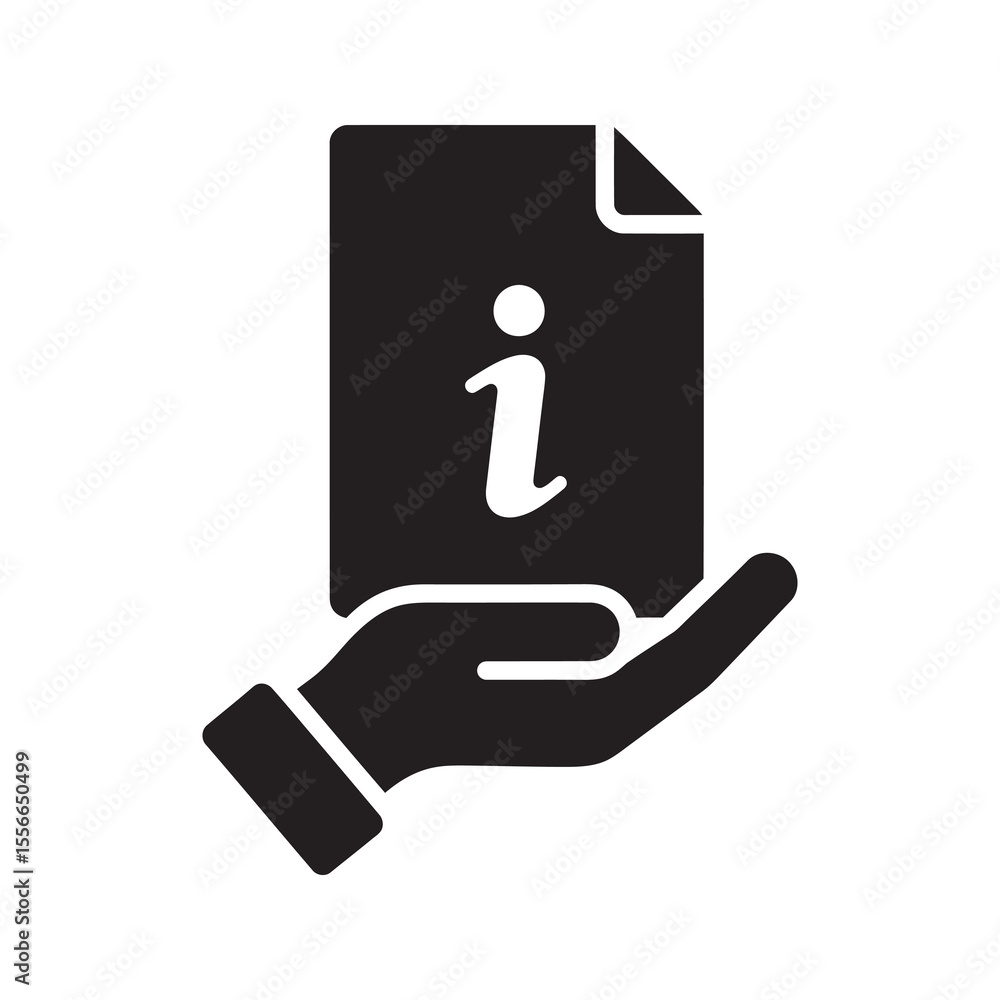 Poster hand providing information document for help support guide instruction manual sharing knowledge assi