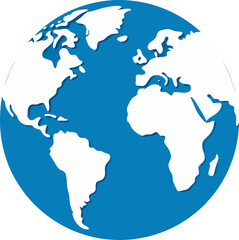 Vector silhouette of a globe or map shape abstract design with white background.