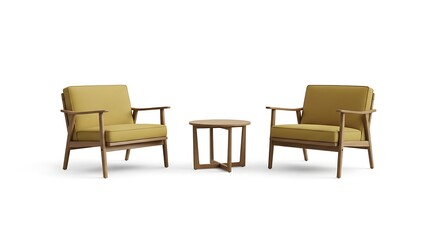 Fototapeta premium Outdoor Lounge Set with Two Armchairs and Small Round Table