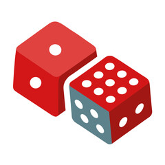 Casino dice board game pieces vector icon on white background.