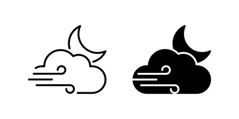 Wind Icon Set. A black icon of wind, representing air movement.